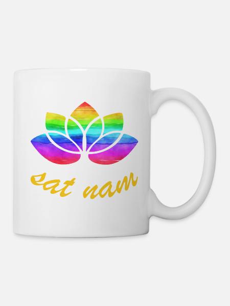 sat nam avec lotus arc-en-ciel - Mug blanc - blanc