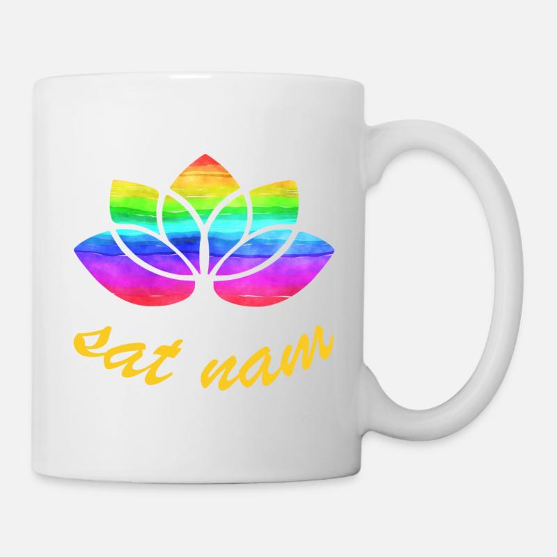 sat nam avec lotus arc-en-ciel - Mug blanc - blanc