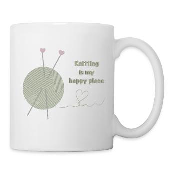 Stricken ist mein glücklicher Ort - Tasse - Weiß - Rechts