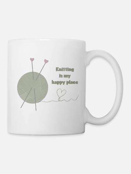 Stricken ist mein glücklicher Ort - Tasse - Weiß