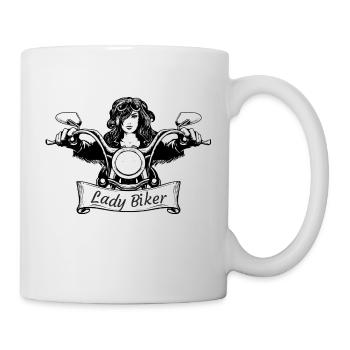 SL10 Lady Biker Mädchen auf Motorrädern immer auf zwei Rädern - Tasse - Weiß - Rechts