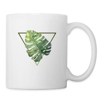 tropical monstera leaf modern triangle pattern - Mug - white - Right