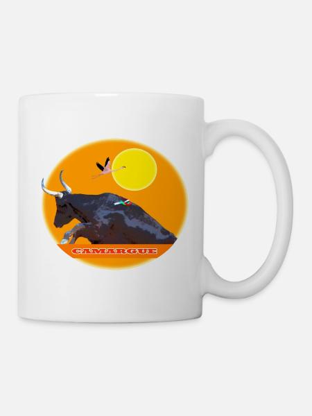 Taureau de Camargue saute la barrière - Mug blanc - blanc