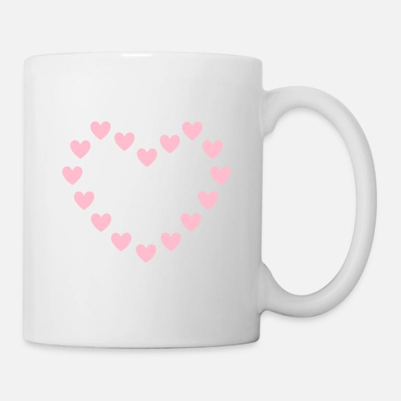 rosa Herzen Herz - Tasse - Weiß