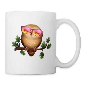 Owl with summer sunglasses - Mug - white - Right