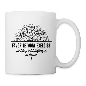 Lieblingsyoga Übung: Aufsteigender Mittelfinger - Tasse - Weiß - Rechts