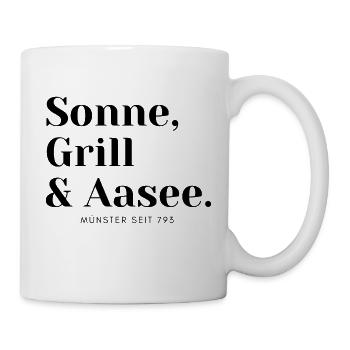 Lustiger Spruch Sonne Grill Aasee Münster Freizeit - Tasse - Weiß - Rechts