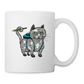 Chat de rentrée - Mug blanc - blanc - Droite