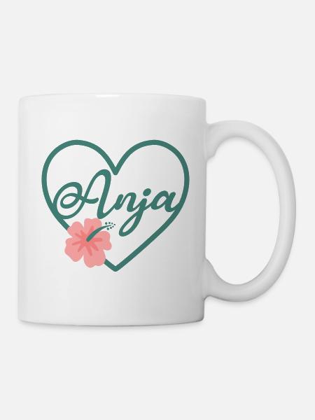 Anja Mädchenname Vorname Name Herz - Tasse - Weiß