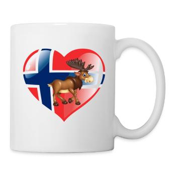 Norwegen - Elch und Herz - Tasse - Weiß - Rechts