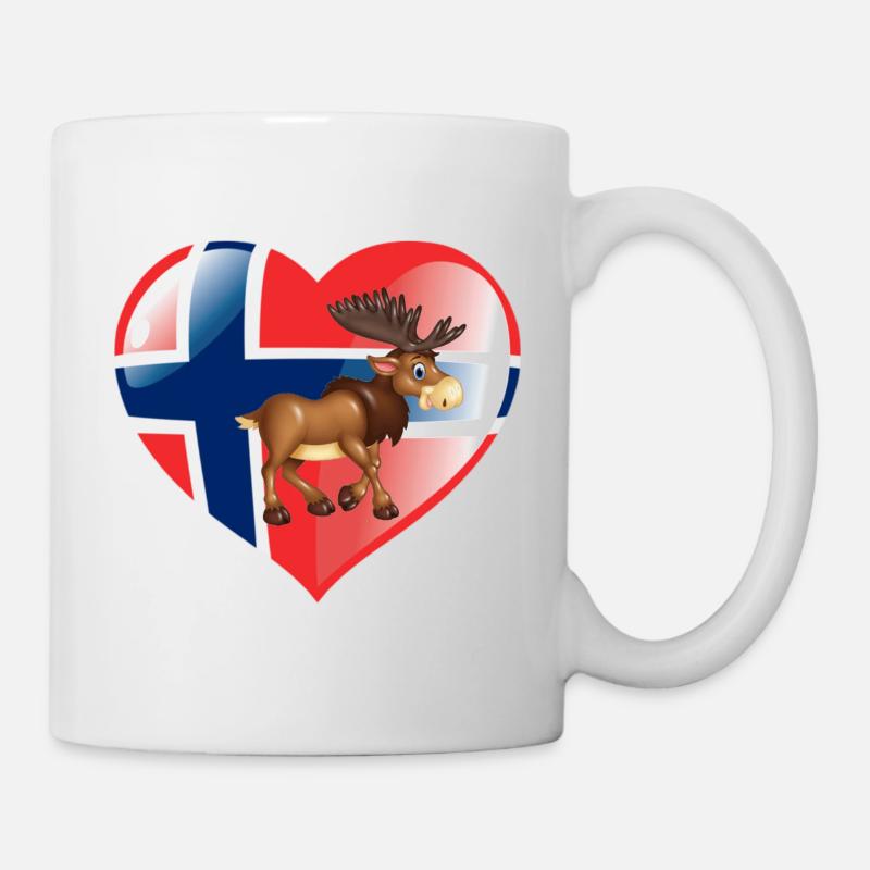 Norwegen - Elch und Herz - Tasse - Weiß