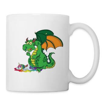 Drôle de Dragon - Dragon Mange Licorne - Mug blanc - blanc - Droite