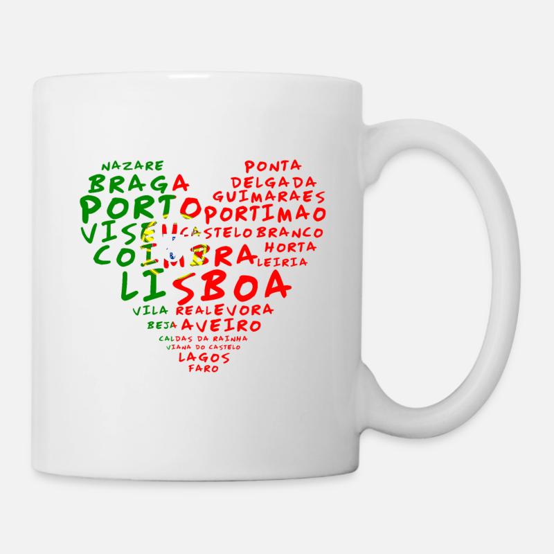 Villes Portugal Drapeau Coeur - Mug blanc - blanc