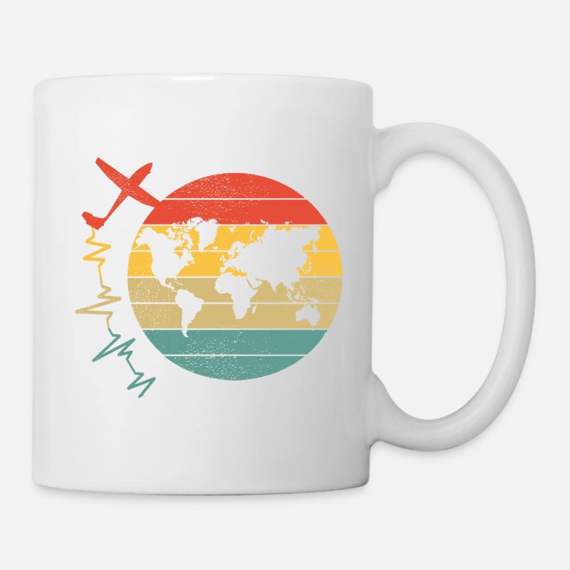 Planeur Planeur Carte du Monde Heartbeat - Mug blanc - blanc
