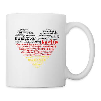Deutsche Städte Flaggenherz - Tasse - Weiß - Rechts