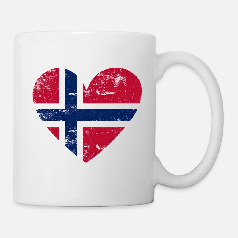 Flaggenherz Norwegen Flagge - Tasse - Weiß