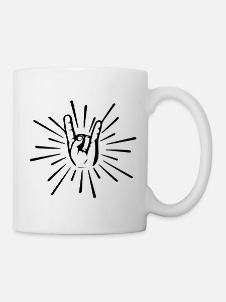 Rock 'N' Roll Musique Rocker Hand Signal - Mug blanc - blanc