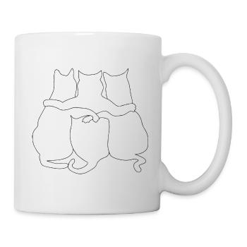 3 Cats together| Cats Line drawing - Mug - white - Right