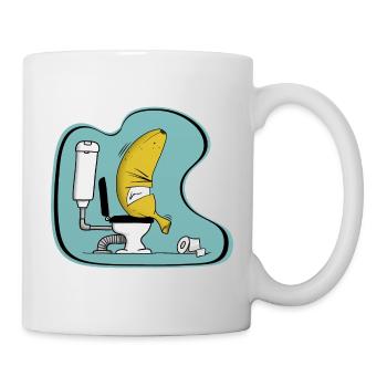 lustiger Sticker, Toilette, Klo, Scheiße, Banane - Tasse - Weiß - Rechts