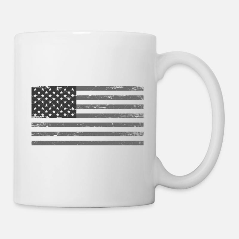 Drapeau des États-Unis Gris - Mug blanc - blanc