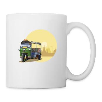 Thailand Taxi TukTuk mit Wat Pho Tempel im Hinterg - Tasse - Weiß - Rechts