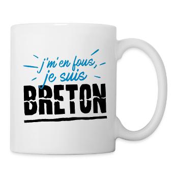 Je m'en fous, je suis Breton, humour Bretagne - Mug blanc - blanc - Droite