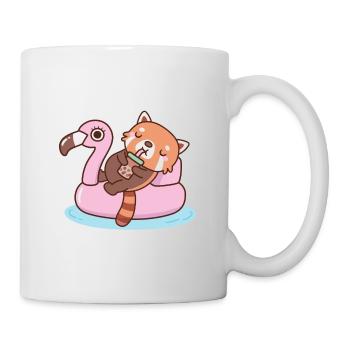 Cute Red Panda With Flamingo Pool Float Summer - Mug - white - Right
