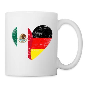 Mexico Germany Grunge Flaggenherz - Tasse - Weiß - Rechts