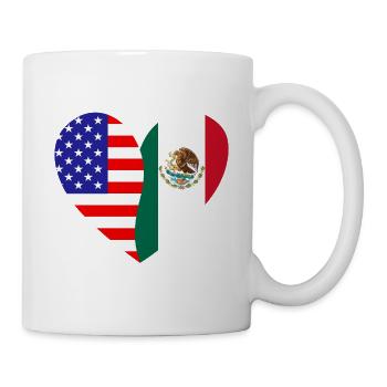 USA Mexico Flaggenherz - Tasse - Weiß - Rechts