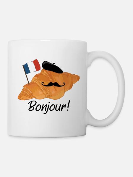 Bonjour Croissant - Lustiges französisches Essen - Tasse - Weiß