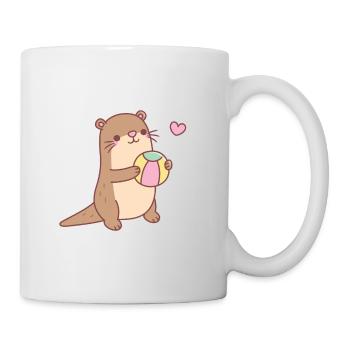 Cute Otter Playing With Beach Ball - Mug - white - Right