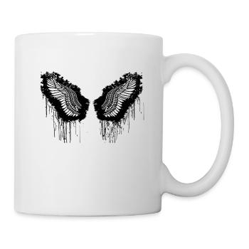 ailes d’ange, ailes, aquarelle, noir, ailes d’ange - Mug blanc - blanc - Droite