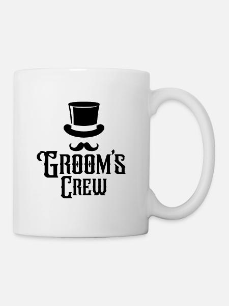 Groom's Crew Top Hat Schnurrbart Herren Junggesellenabschied - Tasse - Weiß