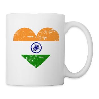 Indien Flaggenherz - Tasse - Weiß - Rechts
