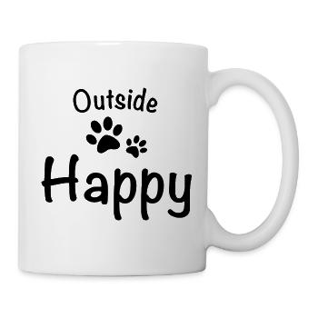 Outside dog happy dog walking - Mug - white - Right