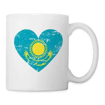 Kasachstan Flaggenherz - Tasse - Weiß - Rechts