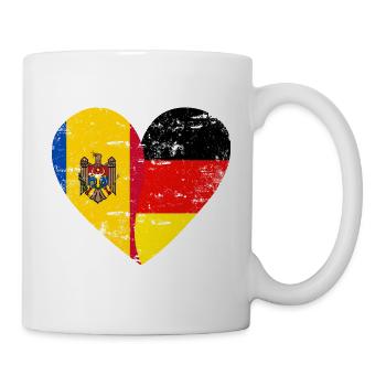 Republik Moldau Deutschland Flaggenherz - Tasse - Weiß - Rechts