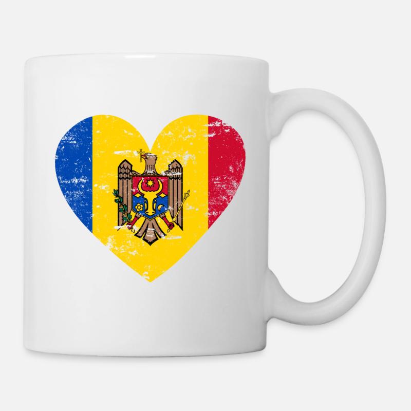 Cœur du drapeau de la Moldavie - Mug blanc - blanc