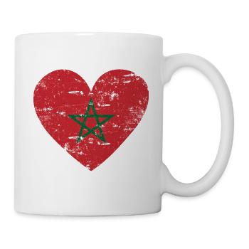 Marokko Flaggenherz - Tasse - Weiß - Rechts