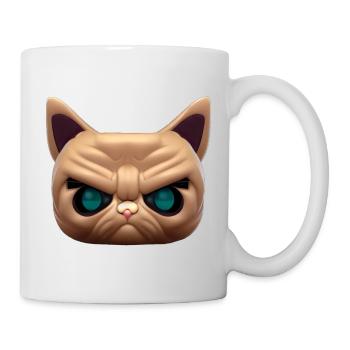 Visage de chat en colère brun magique! - Mug blanc - blanc - Droite