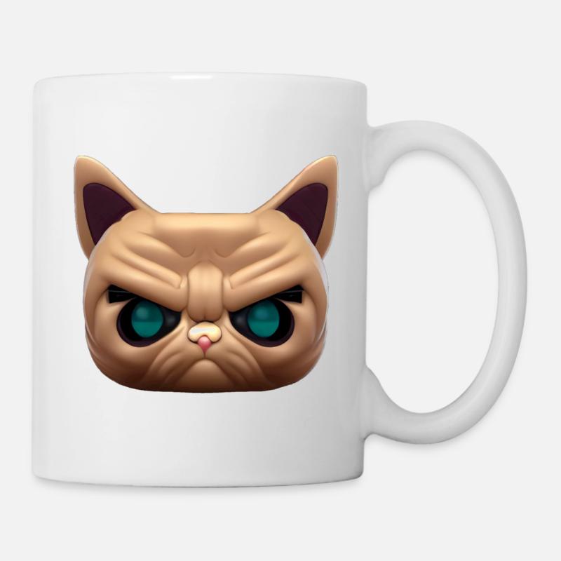 Magisches braunes wütendes Katzengesicht! - Tasse - Weiß