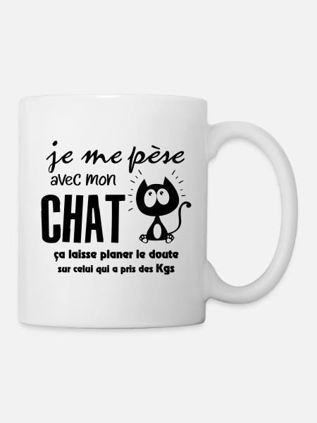 Chat drôle ! humour kilos - Mug blanc - blanc