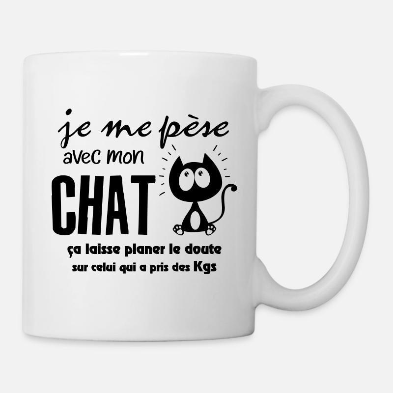 Chat drôle ! humour kilos - Mug blanc - blanc