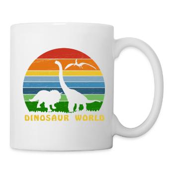 Dinosaurier Welt Retro, Schattenfigur - Tasse - Weiß - Rechts