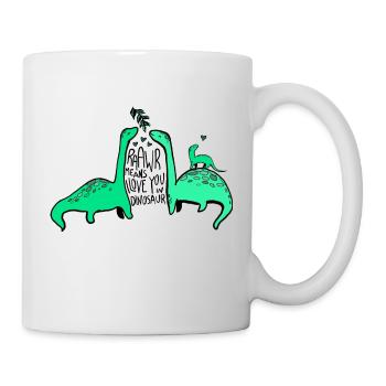 RAWR means I LOVE YOU in DINOSAUR (Farbe) - Tasse - Weiß - Rechts