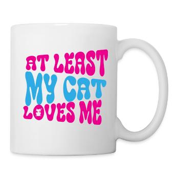 Au moins mon chat m’aime - Drôle de chat disant - Mug blanc - blanc - Droite