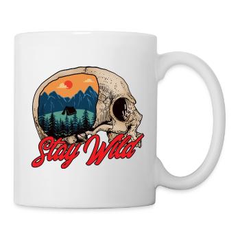 Stay Wild Skull Campsite Tent Sunset - Mug - white - Right