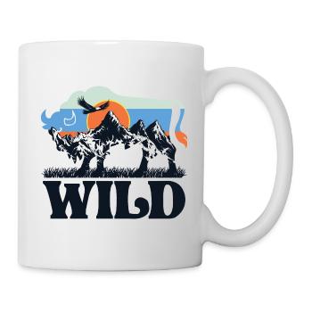 Buffalo - Wild Nature Sunset Mountains - Mug - white - Right