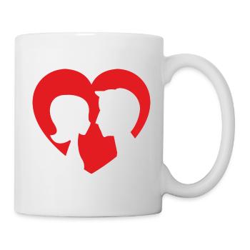 Valentine heart with man and woman in love couple - Mug - white - Right