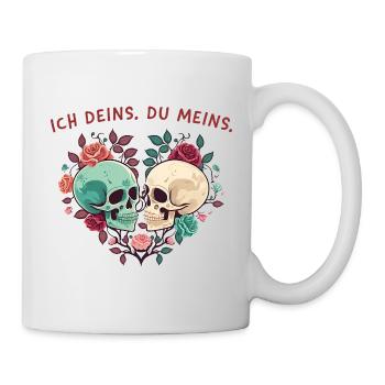 Ich deins du meins | Liebe Schädel Paar Skull - Tasse - Weiß - Rechts